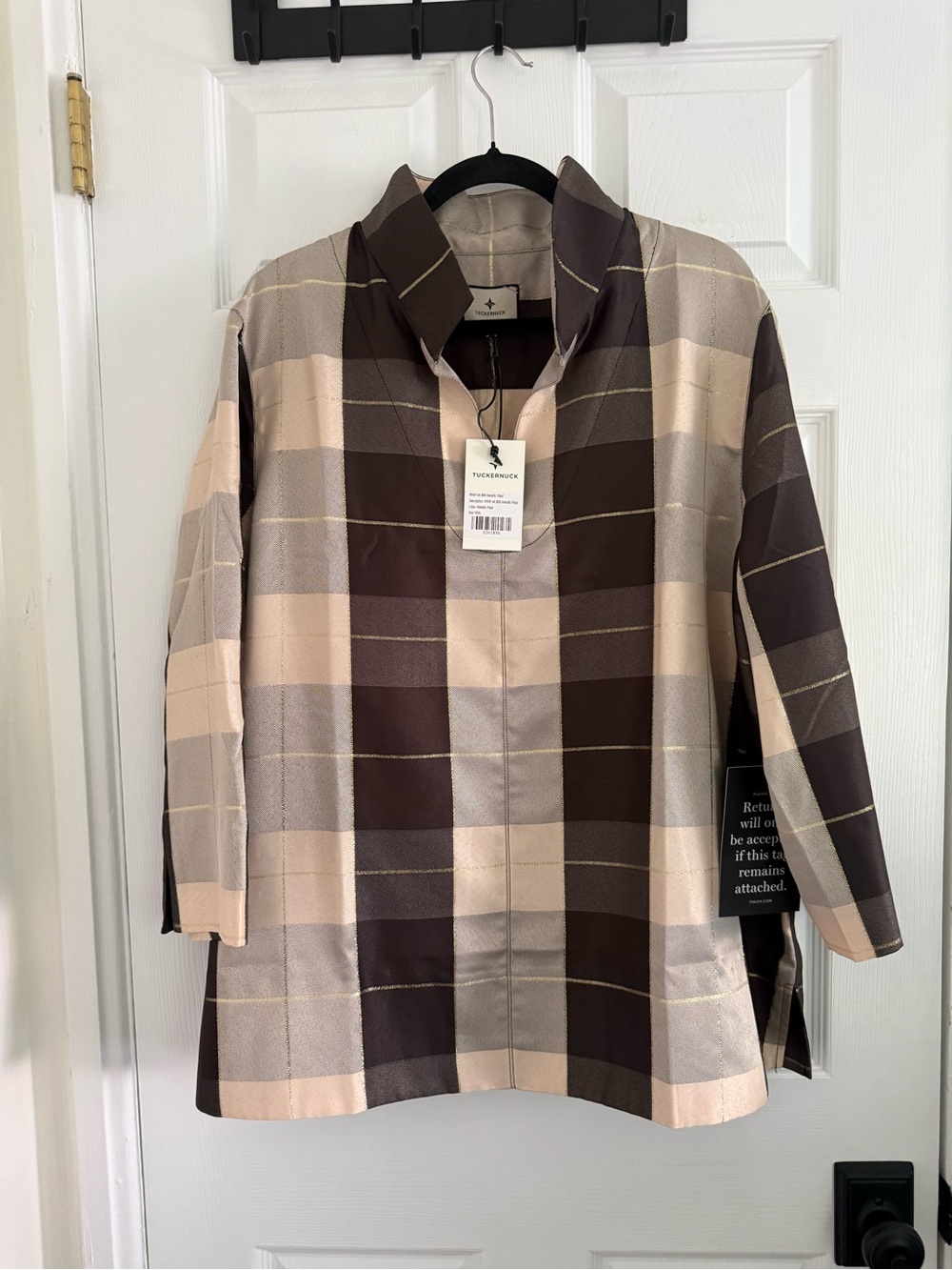 Tuckernuck Black & Cream Buffalo Plaid Button-Down Tunic -NWT - XXXL